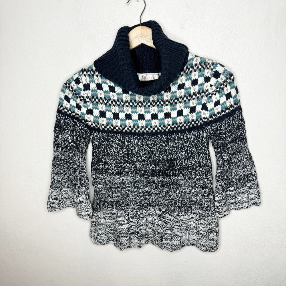 Decree Blue Cowl Neck Sweater Half Sleeve Women's Small Holiday Atlantis Blue